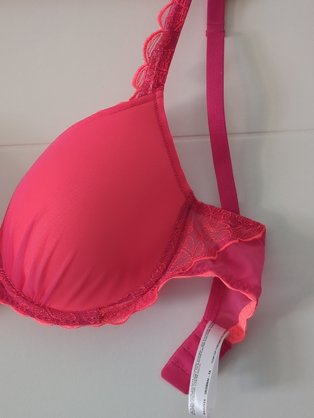 Marie Jo Rosalia Luminoso Push-Up Lace Trim Bra in Coral Pink Ss 34D - Picture 5 of 7